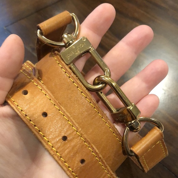 LOUIS VUITTON Replacement Vachetta Leather Shoulder Strap with LV Clasps and Pad - Picture 7 of 14